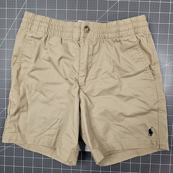 Polo Ralph Lauren Shorts Boys 10 Khaki Chino Tan Elastic Waist Drawstring Preppy - Picture 1 of 7
